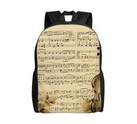 QLDETUPWLX Travel Backpack for Women Men Laptop Bag Music Notes on Old Paper Daypack Water-Resistant Bookbags Lightweight Hiking Backpack
