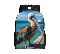 QLDETUPWLX Travel Backpack for Women Men Laptop Bag Pelican Bird Blue Sea Sky Daypack Water-Resistant Bookbags Lightweight Hiking Backpack