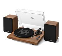 Qlearsoul SoulBox S1 Vinyl Record Player with Stereo Speakers, Turntable with Built-in Preamp, S-Shaped Tonearm, 33/45 RPM