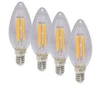 QLEE 4 Pack 5w Led Filament Bulb 2700k Dimmable Point Candelabra Candle 45w 50w Equivalent Warm White Clear Chandelier Bulb E14 (4 Pack,2700K,E14)