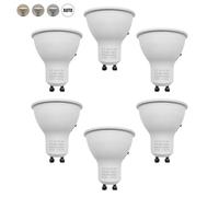 QLEE Gu10 Led Bulbs Spotlight 3cct Selectable 50w Equivalent Non-dimmable Reflector 60° Beam Angle 6000k 4000k 3000k 2-pin Gu10 Base 5w 600lm for Led Recessed Track Lighting, 6 Pack