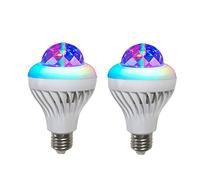 qlee Led Rotating Disco Bulb Motorized Spinning Disco DJ Light 3 Model Changing Color Projection Bulb Multi Crystal Stage Light for Birthday Party Club Bar Rotating Auto Night Light (2 Pack)