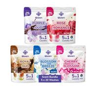 Qleen Laundry Pods Bundle 100 Washes 5 Scents Non Bio Washing Liquid Laundry Detergent Capsules Laundry Pods, Stain Removal, Colour Protection, Fabric Softener, Gentle on Sensitive Skin
