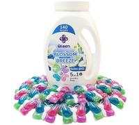 Qleen Non Bio Washing Capsules for Sensitive Skin - 5 in 1 Laundry Pods (140 Washes) - Stain Removal, Colour Protection, Antibacterial, Fabric Softener & Long-Lasting Fragrance (Blossom Breeze)