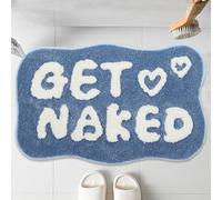 Qleewei Get Naked Bath Mat Fun Bathroom Rugs Soft Non Slip Cute Bath Rugs Funny Bathroom Decor for Bedroom (Blue)