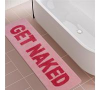 Qleewei Get Naked Bath Mat Runner 20”x59”Long Bathroom Rug Funny Bathroom Decor for Apartment Cute Bath Rugs Fun Shower Rugs Non Slip Soft
