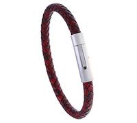 QLEQMZTV Leather Bracelet For Men, Unique Twist Weave Leather Bracelet Handmade Braided Bracelet Wristband Vintage Punk Charming Jewelry For Men Women Burgundy Red 20.5Cm