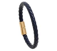 QLEQMZTV Men Leather Bracelet, Twist Woven Bracelet Navy Blue Handmade Braided Bracelet Wristband Vintage Punk Lucky Jewelry Gift For Men Women