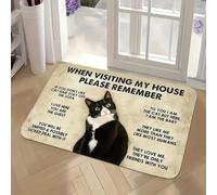 QLGLK Cat Rules Carpet, Visit My House Remember Entrance Doormat Inside Floor Mats Rugs Carpet For Living Room Bedroom Office Dorm Home Decor (40X60CM)