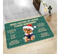 QLGLK Christmas Animals Carpets Please Remember Yorkshire Entrance Doormat Inside Floor Mats Rugs Carpet for Living Room Bedroom Office Dorm Home Decor (50X80CM)