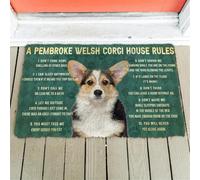 QLGLK house rules Pembroke Welsh Corgi dog Doormat Non Slip Door Floor Mats Decor Porch Doormat Inside Floor Mats Rugs Carpet for Living Room Bedroom Office Dorm Home Decor (45x75cm)