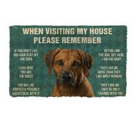 QLGLK Please Remember Rhodesian Ridgeback Dogs House Rules Doormat Entrance Doormat Inside Floor Mats Rugs Carpet for Living Room Bedroom Office Dorm Home Decor (50X80CM)