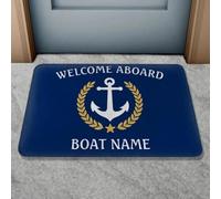 QLGLK Welcome Aboaro Your Boat Name Since Floor Mat Personalized Nautical Door Mat Entrance Doormat Inside Floor Mats Rugs Carpet for Living Room Bedroom Office Dorm Home Decor (45X75CM)