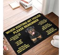 QLGLK When Visiting My House Please Remember Rottweiler Dog Indoor Welcome Entrance Doormat Inside Floor Mats Rugs Carpet for Living Room Bedroom Office Dorm Home Decor (50X80CM)