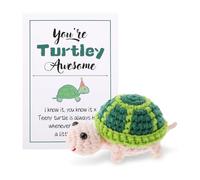 QLHNGUZ 1 PCS Turtle Crochet Worry Dolls with Affirmation Cards Funny Positive Animals Crochets Cute Stuff Emotional Support Crochet for Girls Women