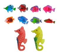 QLHNGUZ 10 Pcs Plastic Fake Fish - Colourful Assorted Artificial Plastic Tropical Fishs and Seahorse for Bubble Lamp, Fish Tank, Aquarium Decoration