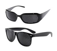 QLHNGUZ 2 PCS Pinhole Glasses Distance Eye Training Pin Hole Glasses for Fatigue Relief (Black, Normal & Sporty)