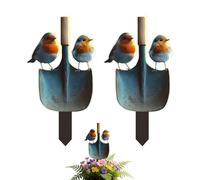 QLHNGUZ Cute Birds Accent Robin Garden Ornament Insert 2 Pcs, Decorative 2D Robin Garden Ornaments Outdoor for Lawn and Flower Beds, Sturdy Acrylic Robins Ornaments for Gardens Yard Patio