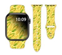 QLIEERE Corn Cobs Watch Bands Compatible with Apple Watch 38mm 40mm 41mm for Girls Women Men Silicone Wristbands Strap Replacement for IWatch Series SE 8 7 6 5 4 3 2 1, White 13