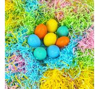 QLINLEAF 1LB Easter Colorful Grass Raffia Grass Large Pack Recyclable Shred Paper for Easter Gift Basket Filler Easter Party Decoration Wedding Birthday Wrapping Basket Filling