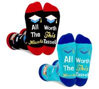 QLINLEAF Grad Socks Graduation Gifts for Her and Him Class of 2025 Socks Teachers Unisex for Men, Women and Teens, Black Red Blue, 1-2