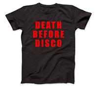QLKNSC Death Before Disco White Yellow Black Red Mens Women T Shirt 100% Cotton Cotton Worn by Judge Reinhold Stripes(XX-Large)