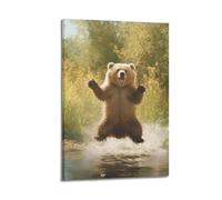 QLLS Animal Poster Cute Brown Bear Cub Decorative Canvas Family Bedroom Artwork Picture Painting 12x18inch(30x45cm)