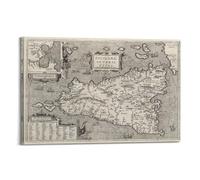 QLLS Italy Sicily Retro Map Poster Decorative Canvas Family Bedroom Artwork Picture Painting 24x36inch(60x90cm)