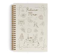 QLMX Beige Wedding Spiral Notebook, Wedding Engagement Journal Notebook, Coquette Future Mrs Notebooks, Engagement Bride Office Supplies Gifts for Women, 5.5x8.3 Inch