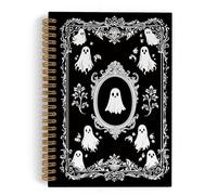QLMX Gothic Ghosts Spiral Notebook, Witchy Goth Ghost Journal Notebook, Halloween Spooky Ghost Notebooks for School Work, Dark Academia Office Supplies Gifts for Women Men, 5.5x8.3 Inch