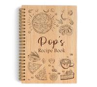 QLMX Pop Gifts Spiral Notebook, Blank Recipe Lined Journal Notebook, Father Grandpa Notebooks for Kitchen, Fathers Day Birthday Gifts for Pop Father, Recipe Book to Write in Your Own Recipes, 5.5X8.3