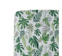 QLOCOM Little Unicorn All-Cotton Muslin Fitted Crib Sheet- 52”x 28”x 9”- 100% Cotton - Machine Washable - Lightweight & Breathable - Playful Designs - Nursery, Crib, Bed - for Boys & Girls (Tropical Leaf)