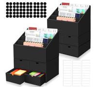 QLOUNI 2 Pack Mail Organizer Countertop with 4 Pack Drawer Box,Cardboard Mail Holder for Desk with 4 Slots,Letter Sorter Bill Organizer for Office Home Classroom