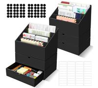 QLOUNI 2 Pack Mail Organizer Countertop with 4 Pack Drawer Box,Cardboard Mail Holder for Desk with 4 Slots,Letter Sorter Bill Organizer for Office Home Classroom