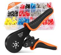 QLOUNI Ferrule Crimping Tool Kit,0.08-16mm²/AWG 30-6 Wire Crimping Tool with 1500 Wire End Connectors,Self-Adjsutable Crimping Pliers Ideal for DIY Electrical Repair and Cable Crimping