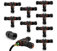 QLOUNI Pack of 8 IP68 T-Shape Waterproof Junction Box Outdoor Cable Connector,3-Pin Waterproof Cable Protector for Diameter Ø3-12 mm,Use for Outdoor Billboards,Tunnel Lights,Road Landscape Lights