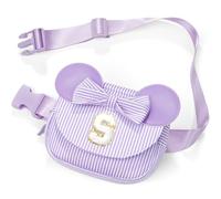 QLOVEA Birthday Gifts for Girls - Initial Waist Bag Fanny Pack Gifts for Toddlers Girls Kids Personalised Daughter Gift, Purple, Size S:
