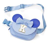 QLOVEA Birthday Gifts for Girls - Initial Waist Bag Fanny Pack Gifts for Toddlers Girls Kids Personalised Daughter Gift, blue, 8.07 x 1.96 x 5.51 inches, K