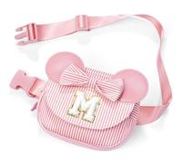 QLOVEA Birthday Gifts for Girls - Initial Waist Bag Fanny Pack Gifts for Toddlers Girls Kids Personalised Daughter Gift, Bean Pink, Size M: