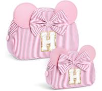 QLOVEA Christmas Gifts for Grandkids Initial Cosmetic Bag Travel Makeup Bag Personalized Birthday Gifts for Kids, Pink