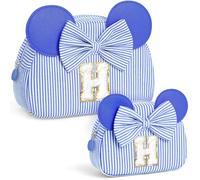 QLOVEA Christmas Gifts for Grandkids Initial Cosmetic Bag Travel Makeup Bag Personalized Birthday Gifts for Kids, Blue, H