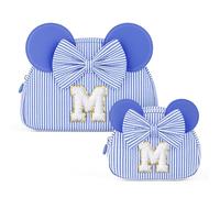 QLOVEA Christmas Gifts for Grandkids Initial Cosmetic Bag Travel Makeup Bag Personalized Birthday Gifts for Kids, Blue