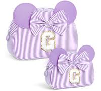 QLOVEA Christmas Gifts for Grandkids Initial Cosmetic Bag Travel Makeup Bag Personalized Birthday Gifts for Kids, Purple