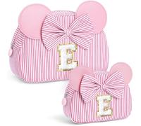 QLOVEA Christmas Gifts for Grandkids Initial Cosmetic Bag Travel Makeup Bag Personalized Birthday Gifts for Kids, Pink, E