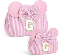 QLOVEA Christmas Gifts for Grandkids Initial Cosmetic Bag Travel Makeup Bag Personalized Birthday Gifts for Kids, Pink, G