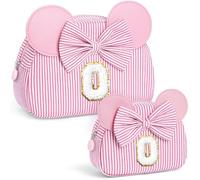 QLOVEA Christmas Gifts for Grandkids Initial Cosmetic Bag Travel Makeup Bag Personalized Birthday Gifts for Kids, Pink, O