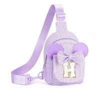 QLOVEA Sling Bags for Girls Kids - Gifts for Kids Girls | Initial Small Crossbody Belt Bag Purses for Girl Kid Birthday Gifts, Purple, H