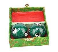 QLoztyse 2 Pieces Baoding Ball Massage Ball Hand Exercise Ball Chinese Fitness Ball Portable Relaxation Ball Smooth Surface Material Suitable for Elderly Hand, Green Tai Chi