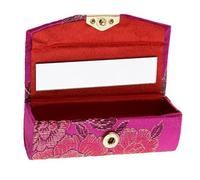 QLoztyse 2x5pcs Brocade Lipstick Case Storage Box Balm Holder & Mirror Random