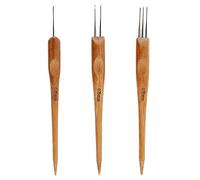 QLoztyse 3 Pieces Dreadlock Crochet Hook Set Hair Braiding Tool with Wooden Handle Metal Dread Locks Crochet for Maintenance Suitable for Pr, 0.75mm